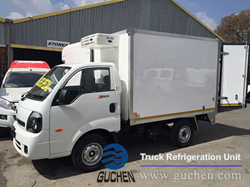 Guchen TR-300 Truck Refrigeration Unit installing on the 2.5 meter KIA mini refrigerated truck