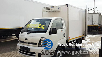 Guchen TR-300 Truck Refrigeration Unit installing on the 2.5 meter KIA mini refrigerated truck