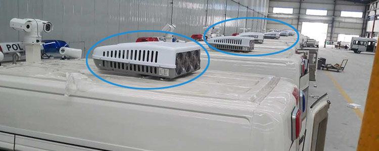 DC powered air conditioning system for special vehicles